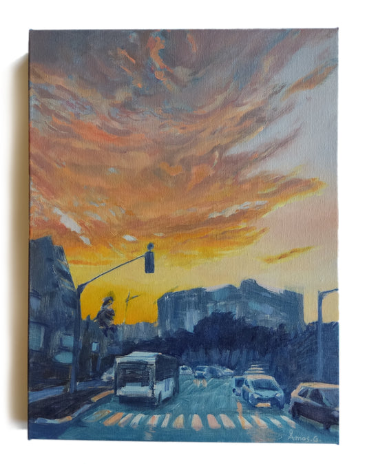 Sunset in Carmel - oil painting 