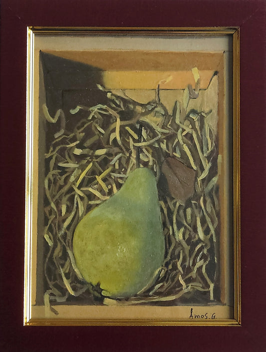 A pear in a box - oil painting 