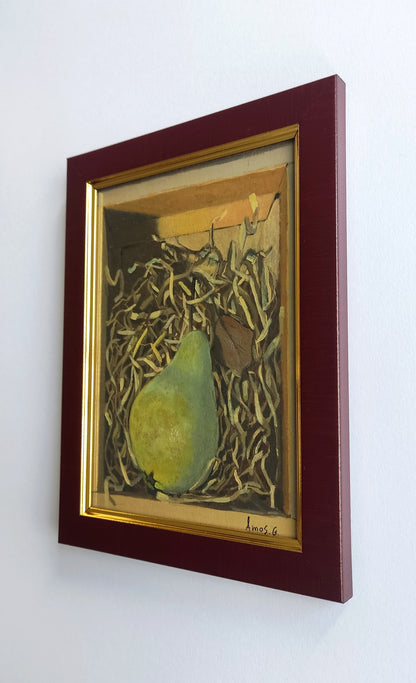 A pear in a box - oil painting 